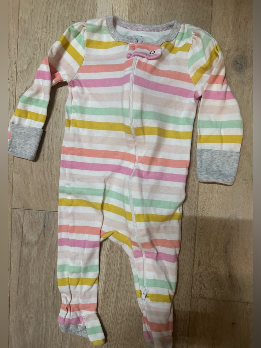 Cloud Island baby girl Striped Footed One-Piece - Pastel Multicolor